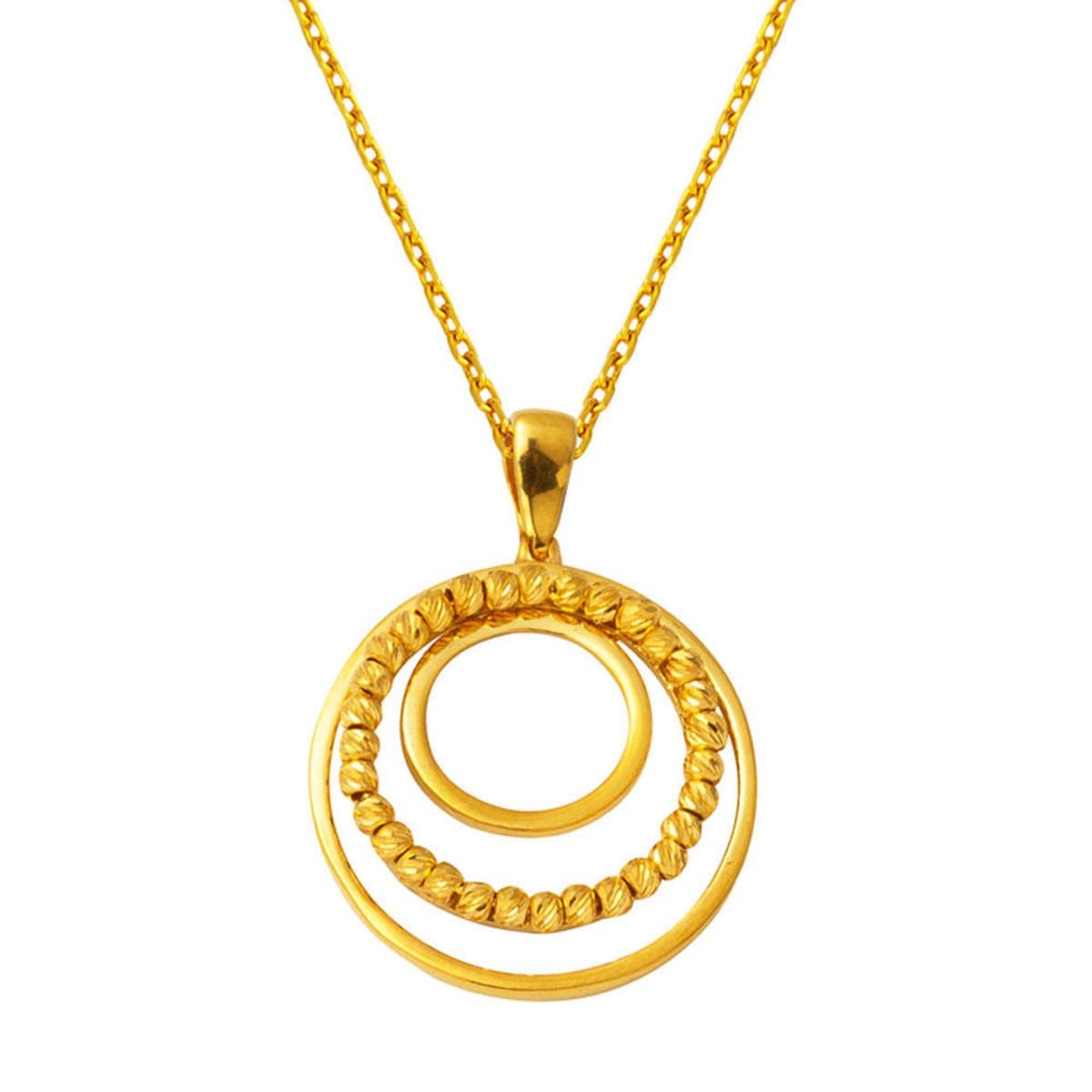 22K Yellow Gold Gold Bead Hoop Necklace
