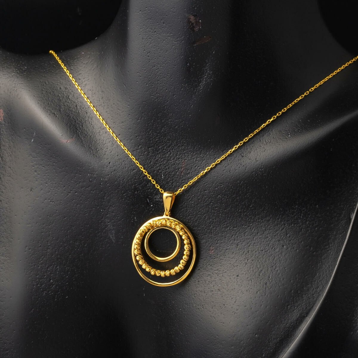 22K Yellow Gold Gold Bead Hoop Necklace