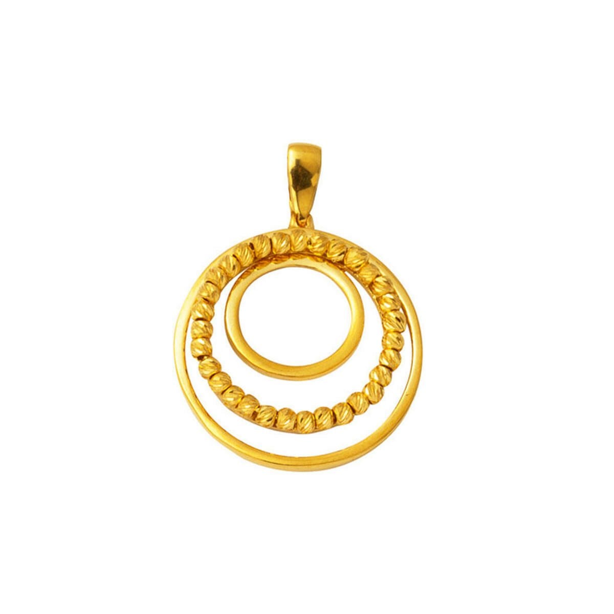 22K Yellow Gold Gold Bead Hoop Pendant