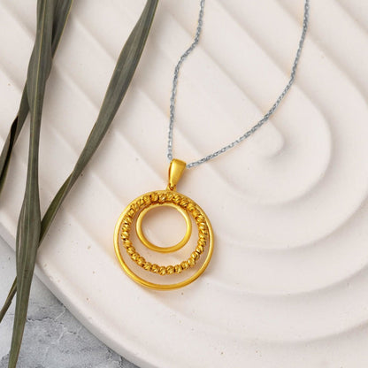 22K Yellow Gold Gold Bead Hoop Pendant