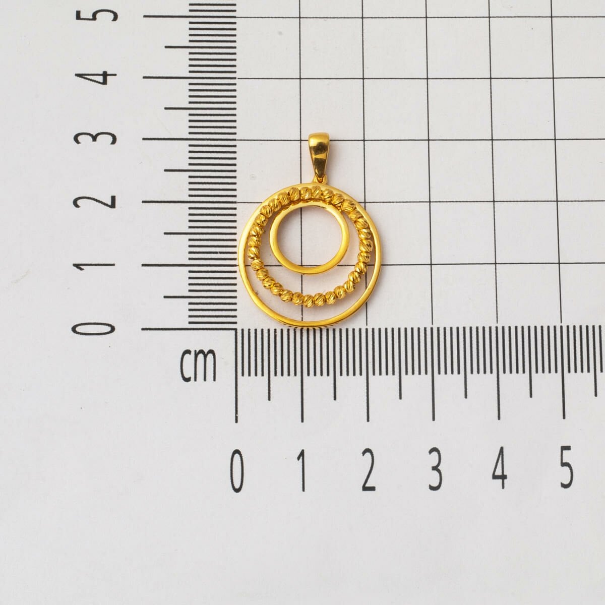 22K Yellow Gold Gold Bead Hoop Pendant