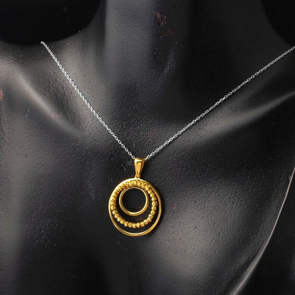 22K Yellow Gold Gold Bead Hoop Pendant