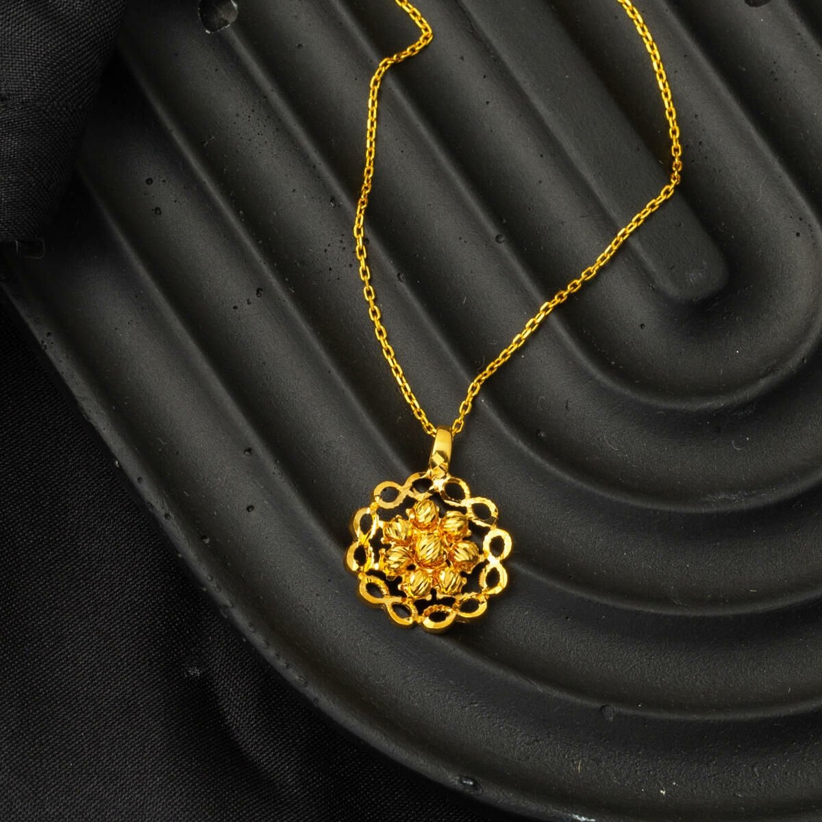 22K Yellow Gold Infinity Gold Bead Necklace