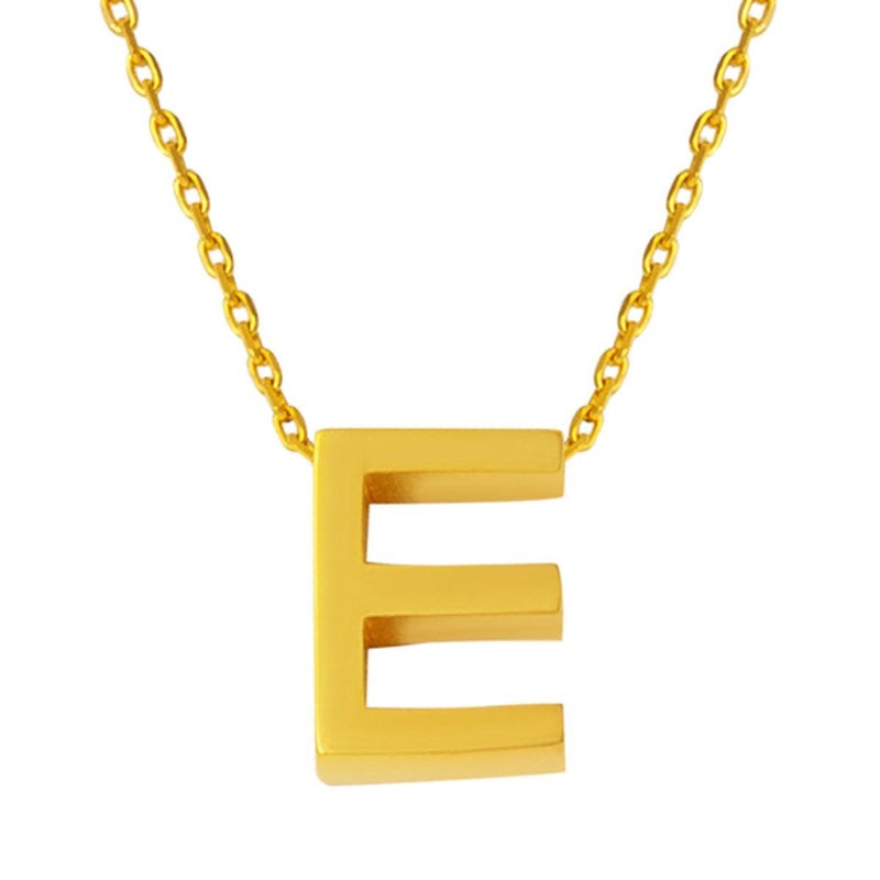 22K Yellow Gold E Initial Necklace
