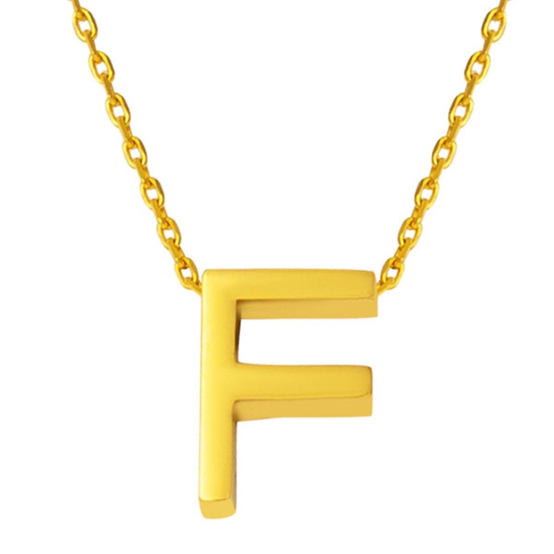 22K Yellow Gold F Initial Necklace