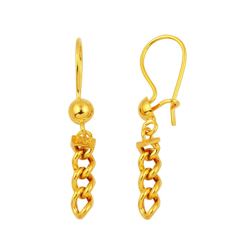 22K Yellow Gold Curb Dangle Earrings
