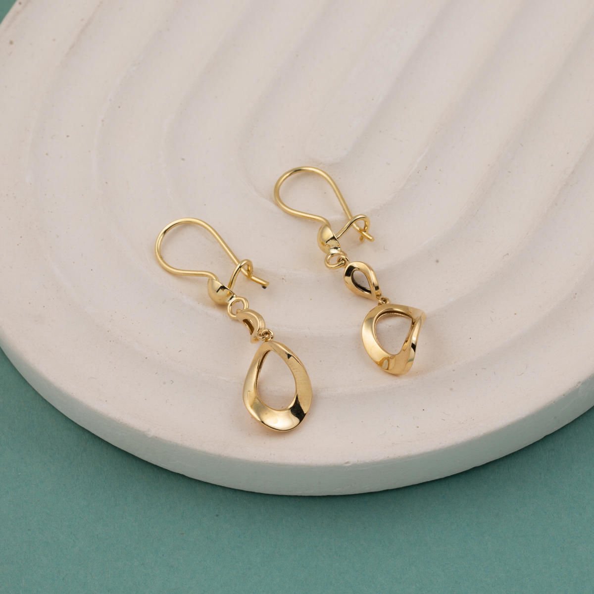 22K Yellow Gold Hoop Dangle Earrings