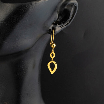 22K Yellow Gold Hoop Dangle Earrings