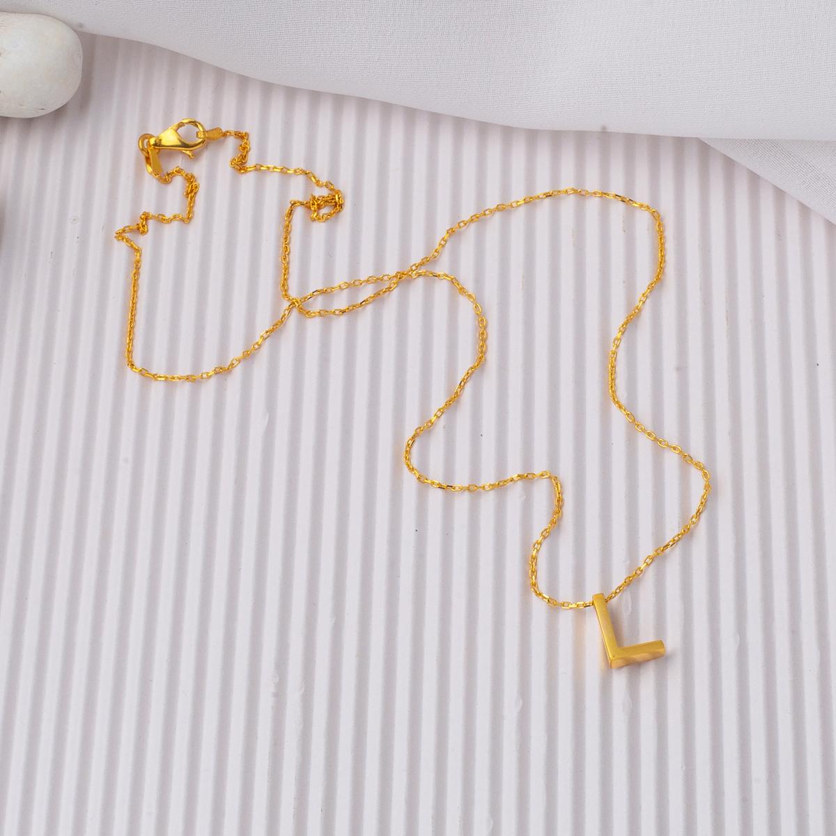 22K Yellow Gold Initial L Necklace