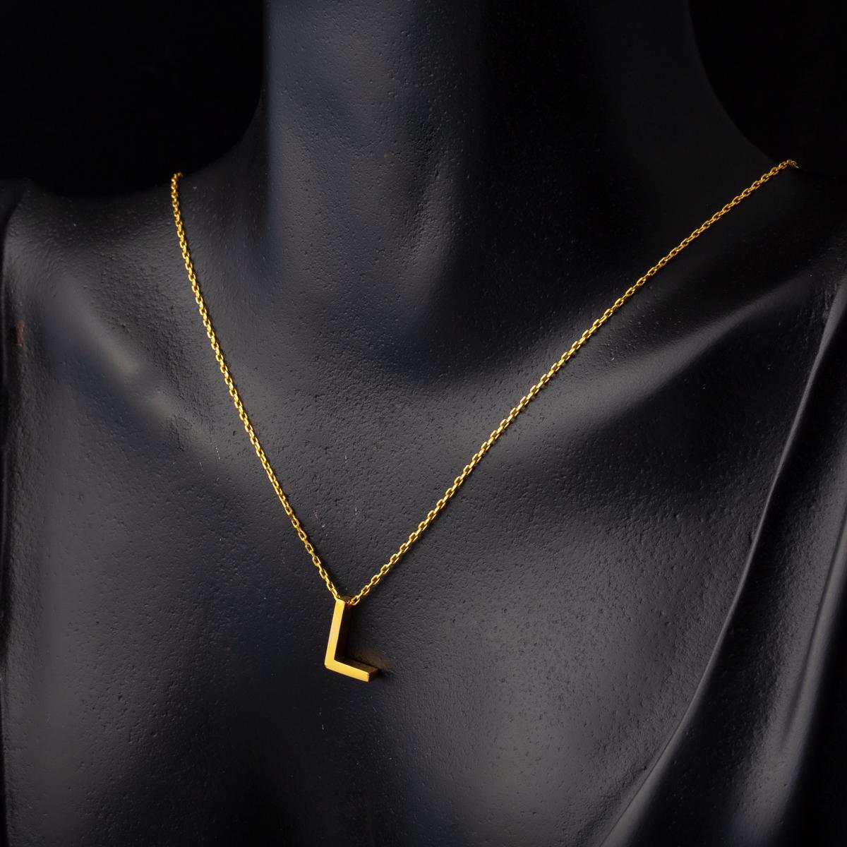 22K Yellow Gold Initial L Necklace