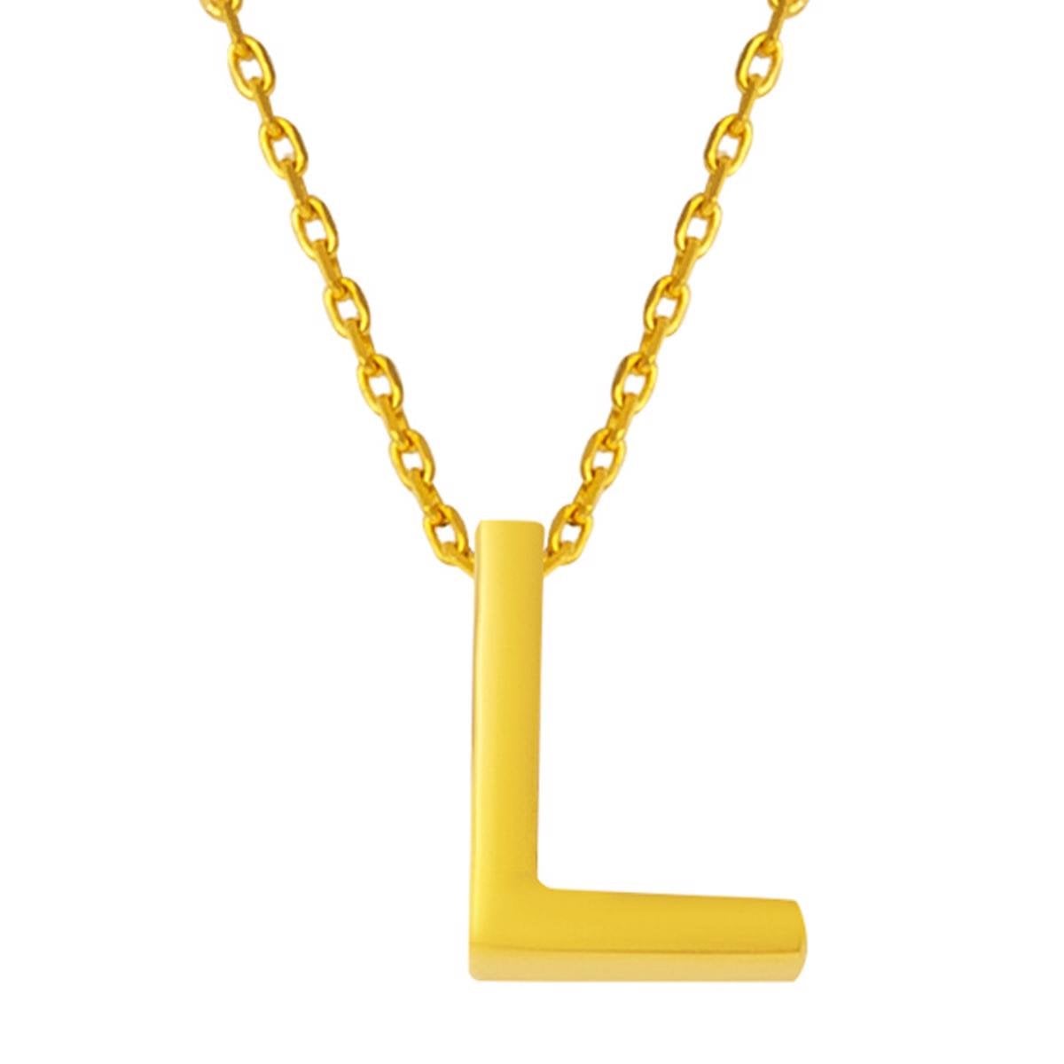 22K Yellow Gold Initial L Necklace