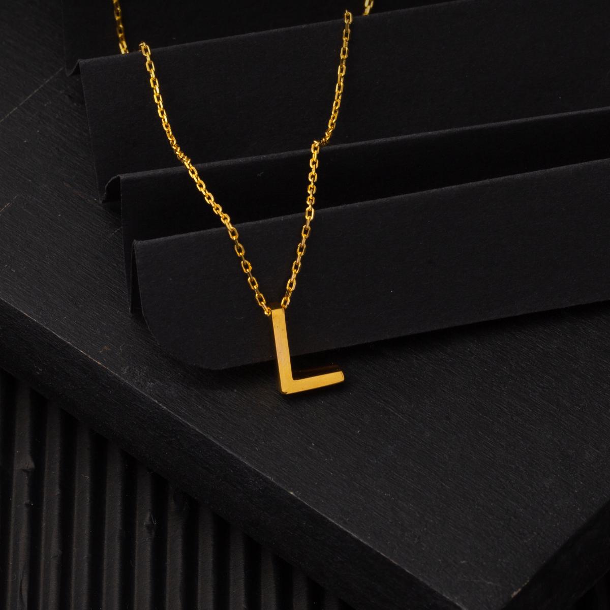 22K Yellow Gold Initial L Necklace