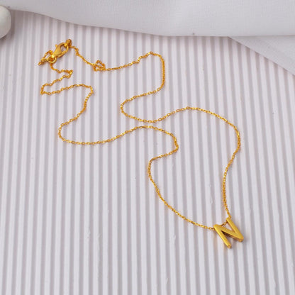 22K Yellow Gold Initial N Necklace