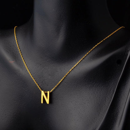 22K Yellow Gold Initial N Necklace