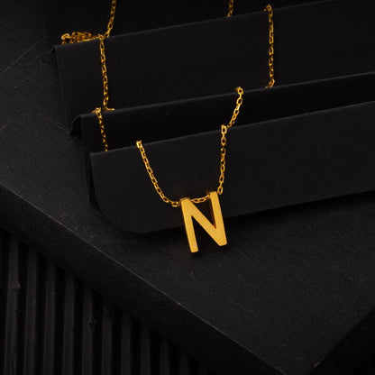 22K Yellow Gold Initial N Necklace