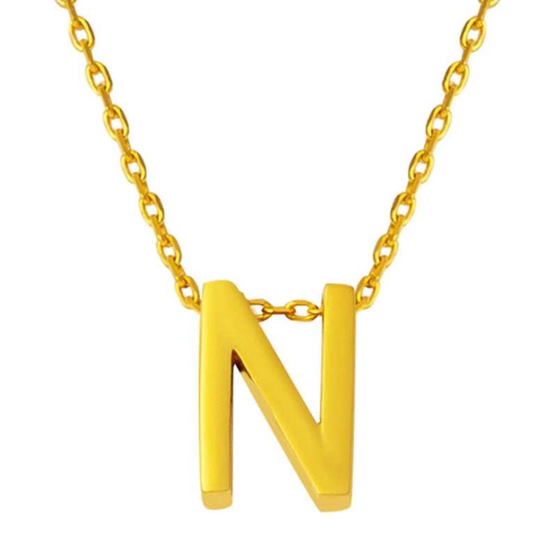 22K Yellow Gold Initial N Necklace