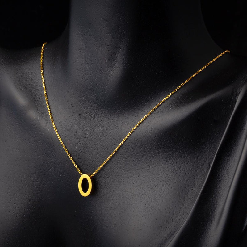 22K Yellow Gold Initial O Necklace