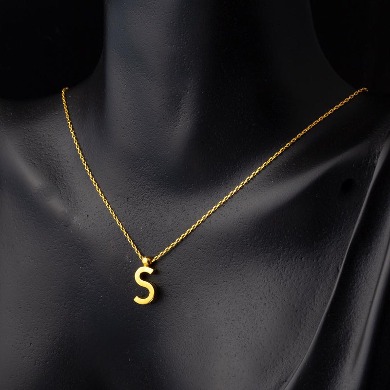 22K Yellow Gold S Initial Necklace