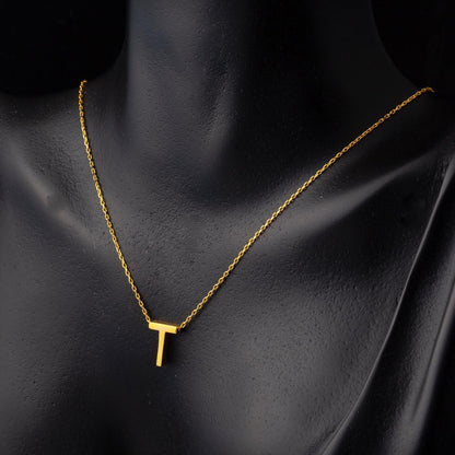 22K Yellow Gold T Initial Necklace
