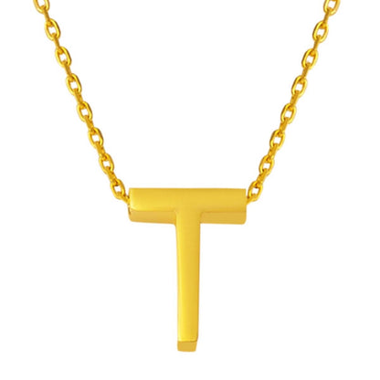 22K Yellow Gold T Initial Necklace
