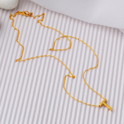 22K Yellow Gold T Initial Necklace
