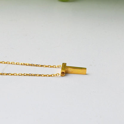 22K Yellow Gold T Initial Necklace