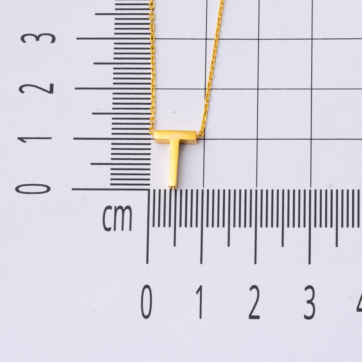 22K Yellow Gold T Initial Necklace