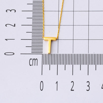 22K Yellow Gold T Initial Necklace