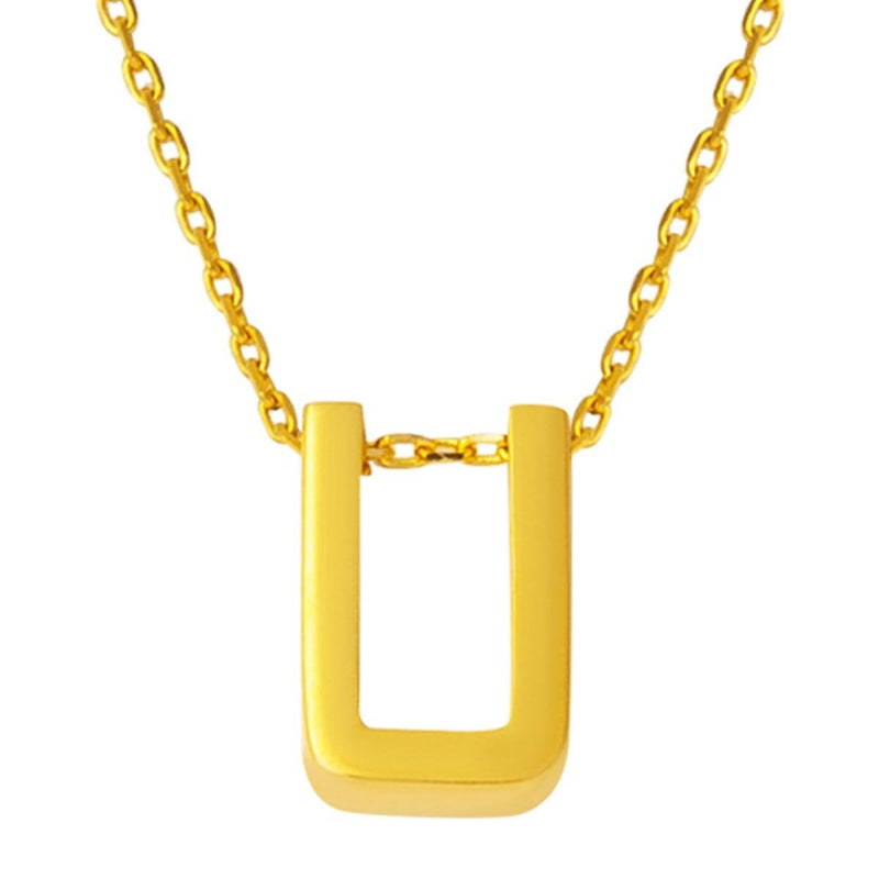22K Yellow Gold Initial U Necklace