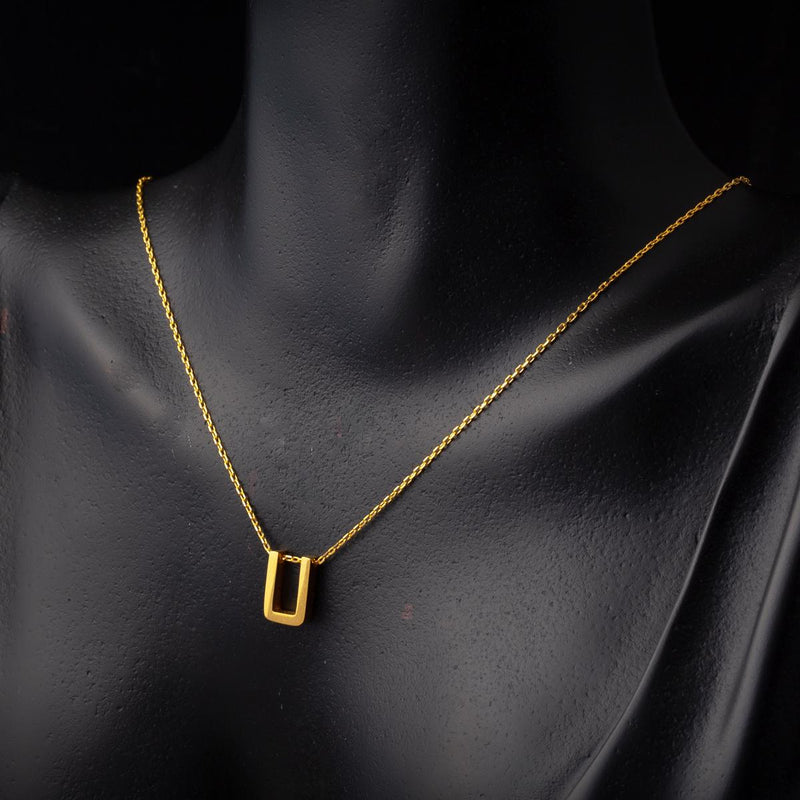 22K Yellow Gold Initial U Necklace