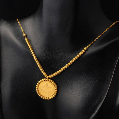 22K Yellow Gold Half Ottoman Resat Coin Gold Bead Necklace