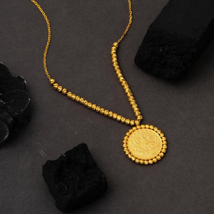 22K Yellow Gold Half Ottoman Resat Coin Gold Bead Necklace