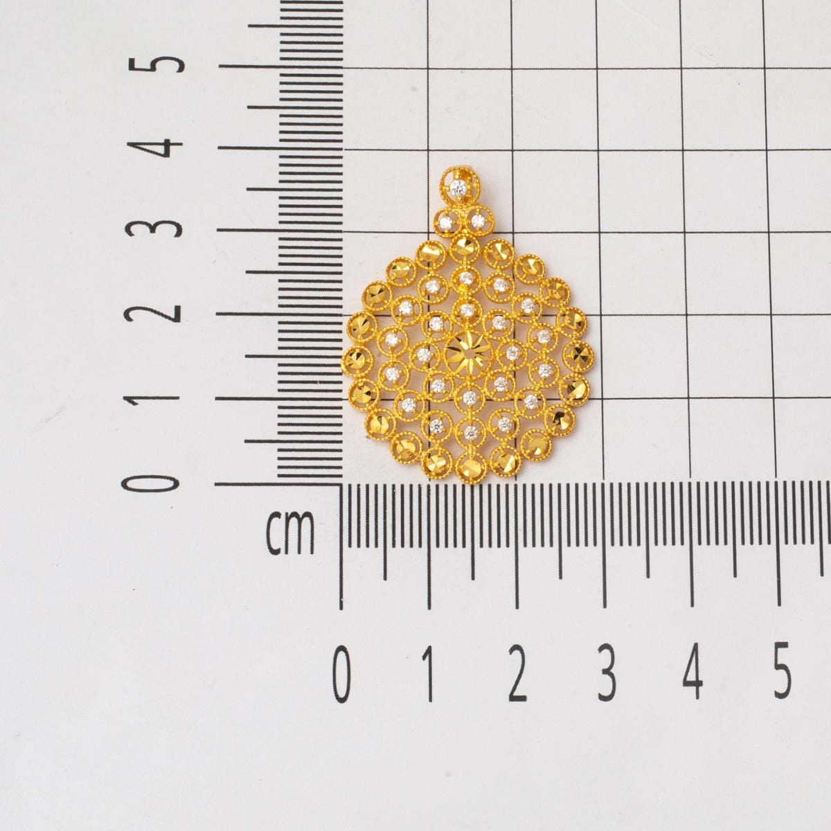 22K Yellow Gold Flower of Life Cubic Zirconia Pendant