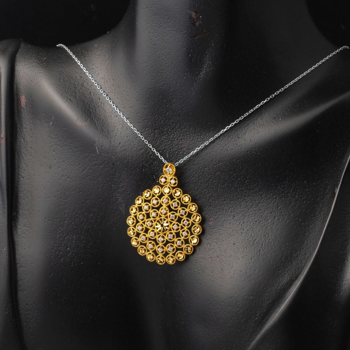 22K Yellow Gold Flower of Life Cubic Zirconia Pendant