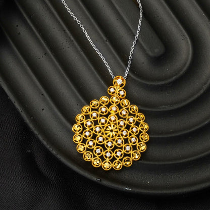 22K Yellow Gold Flower of Life Cubic Zirconia Pendant