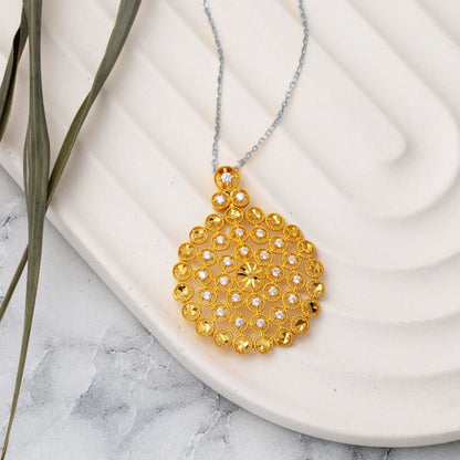 22K Yellow Gold Flower of Life Cubic Zirconia Pendant