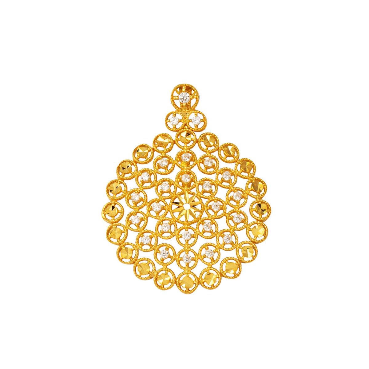 22K Yellow Gold Flower of Life Cubic Zirconia Pendant
