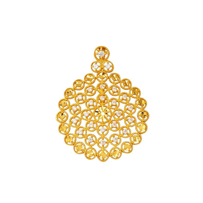 22K Yellow Gold Flower of Life Cubic Zirconia Pendant