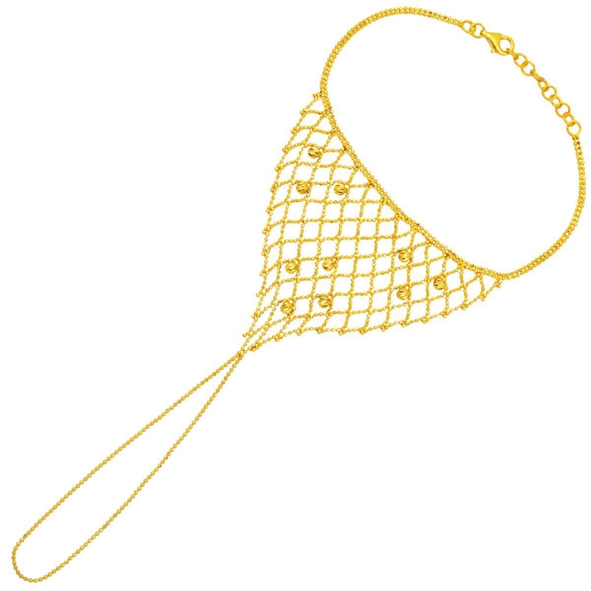 14K Yellow Gold Gold Bead Mesh Shahmaran Bracelet