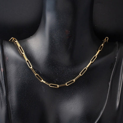 14K Yellow Gold Paperclip Chain Necklace and Bracelet Set