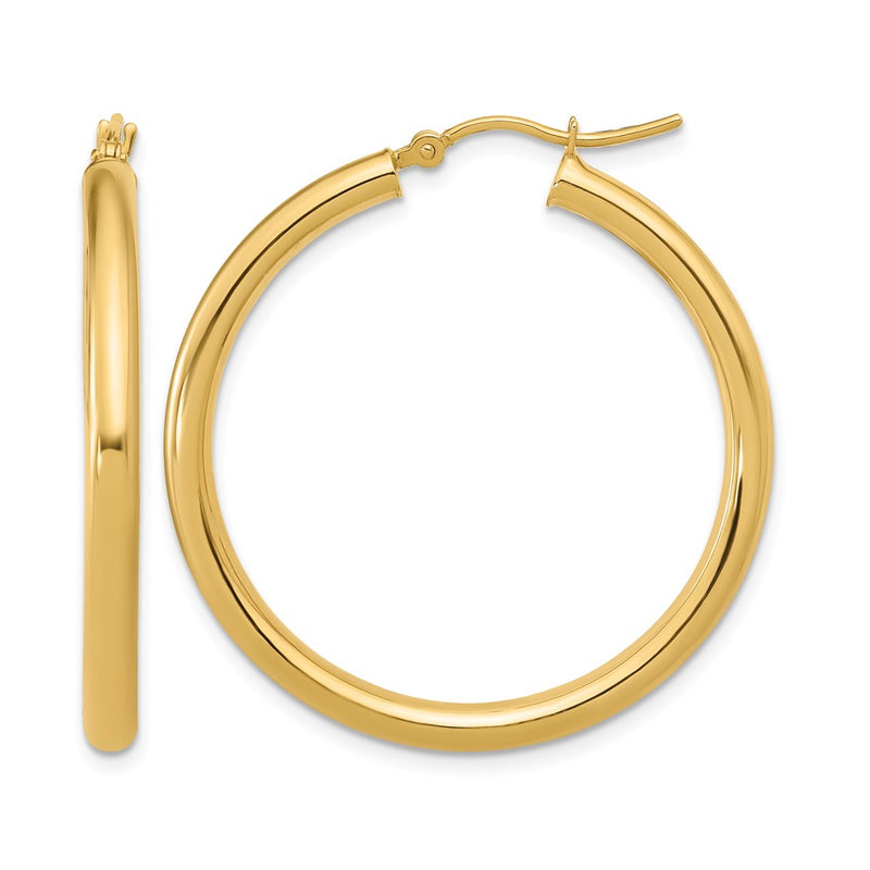 14K Yellow Gold Polished Hoop Earrings