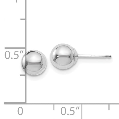 14K White Gold Polished 6mm Ball Post Earrings