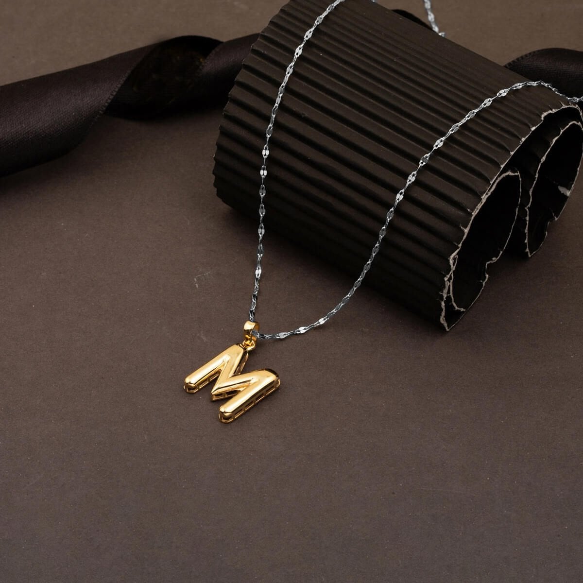 14K Yellow Gold Balloon Initial M Pendant