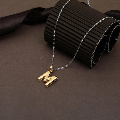 14K Yellow Gold Balloon Initial M Pendant