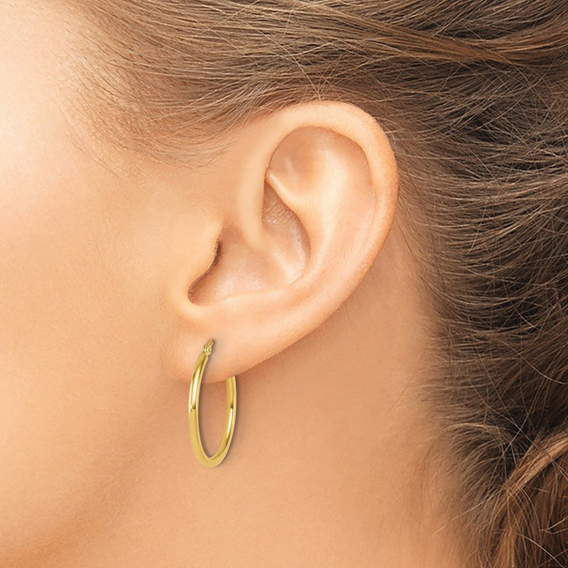 14k Yellow Gold 14K 2x25mm Polished Hoop Earrings