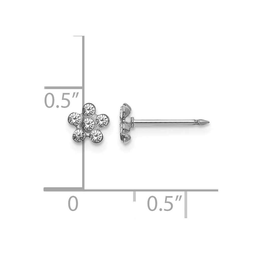 14K White Gold Clear Crystal Flower Earrings