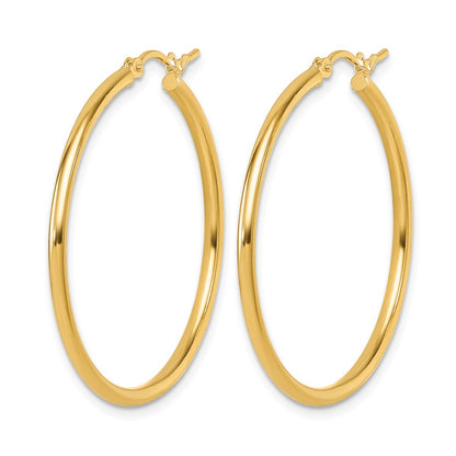 14K Yellow Gold Polished 2x35mm Hoop Earrings