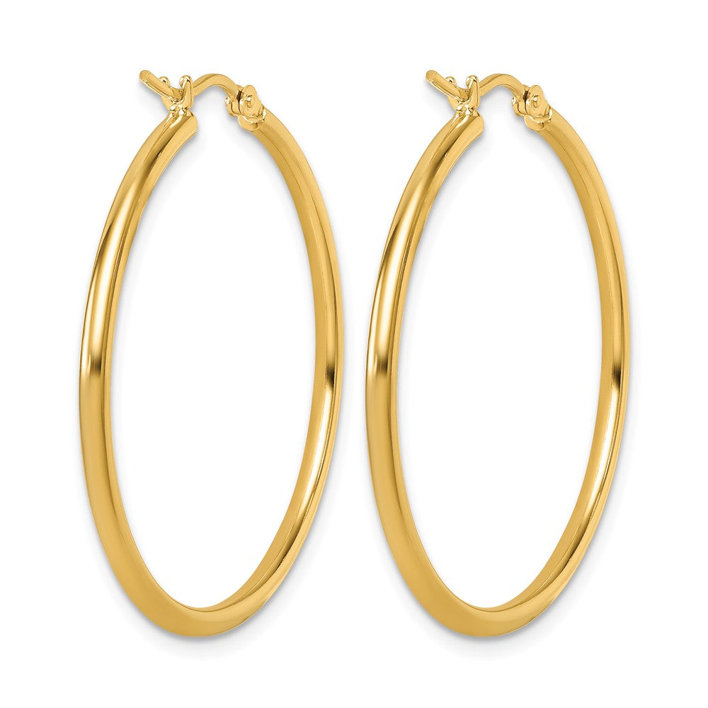 14K Yellow Gold Polished 2x35mm Hoop Earrings