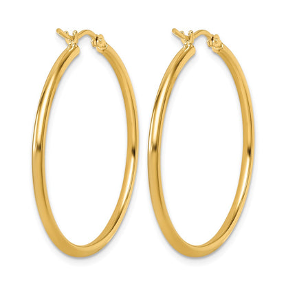 14K Yellow Gold Polished 2x35mm Hoop Earrings