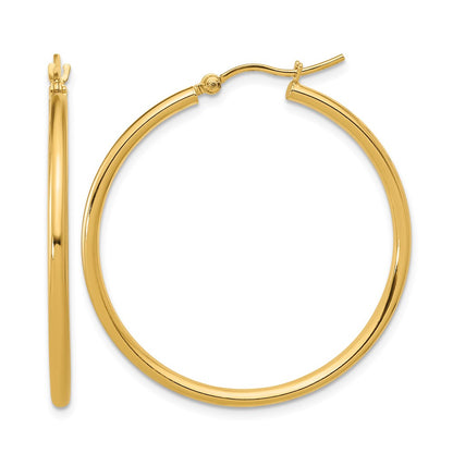 14K Yellow Gold Polished 2x35mm Hoop Earrings